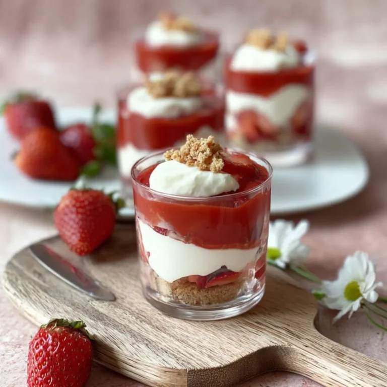 Erdbeer Rhabarber Trifle im Glas