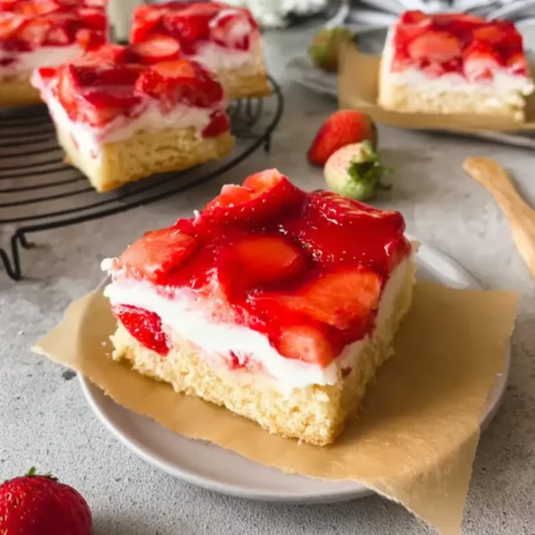 Erdbeerkuchen mit Pudding vom Blech