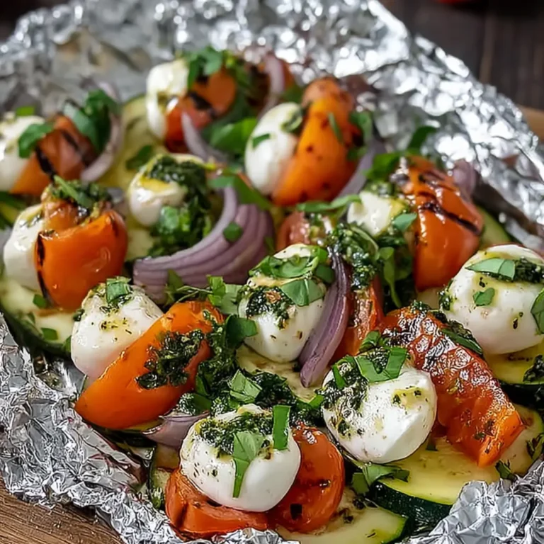 Gemüse Päckchen mit Mozzarella vom Grill