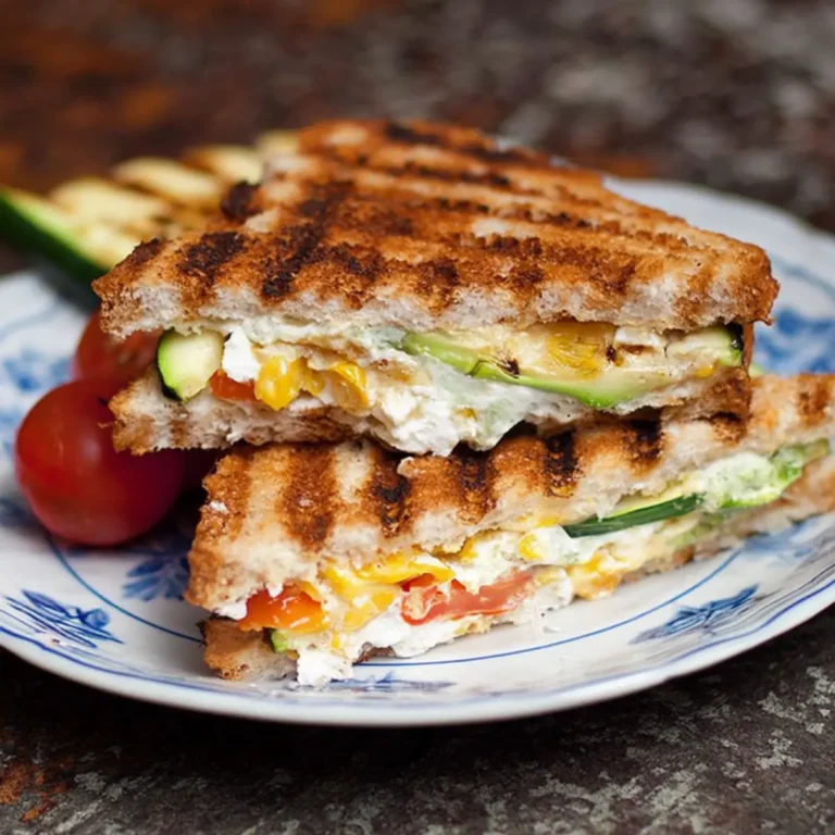 Gemüse Sandwich mit gegrillten Zucchini und Feta