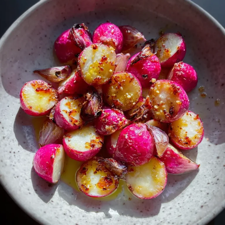 Geröstete Radieschen mit Honig und Knoblauch