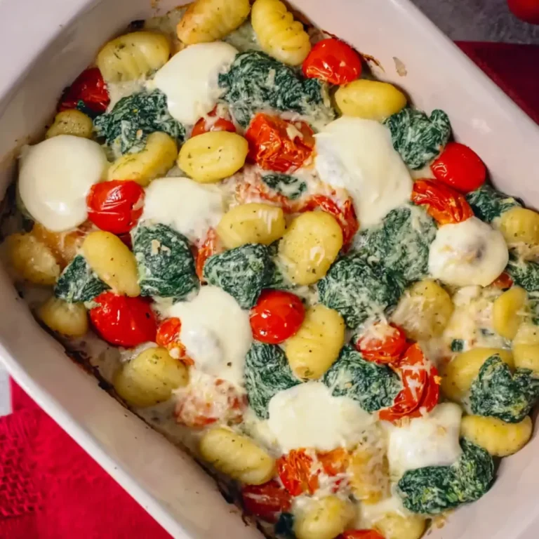 Gnocchi Auflauf mit Spinat, Tomate und Mozzarella