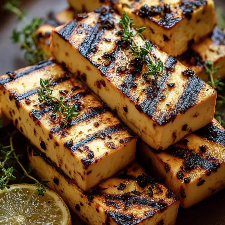 Griechischer gegrillter Tofu mit Zitrone und Thymian