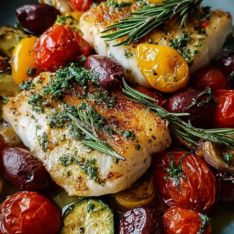 Mediterran gebackene Fischfilets mit Gemüse