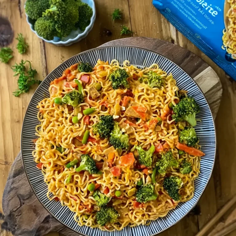 Mie Nudeln mit Erdnusssauce und Gemüse