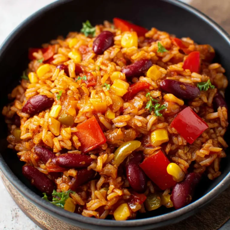 One Pot Reis mit Paprika, Bohnen und Mais