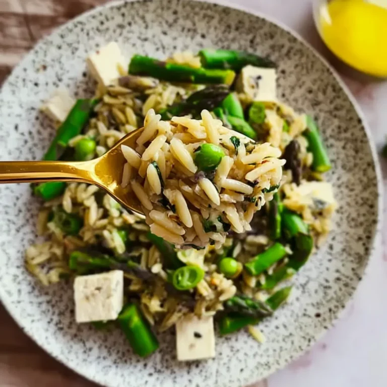 Orzo Salat mit grünem Spargel