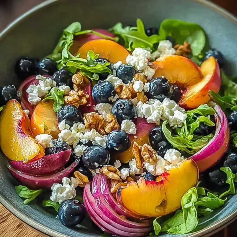 Pfirsich Blaubeer Feta Salat