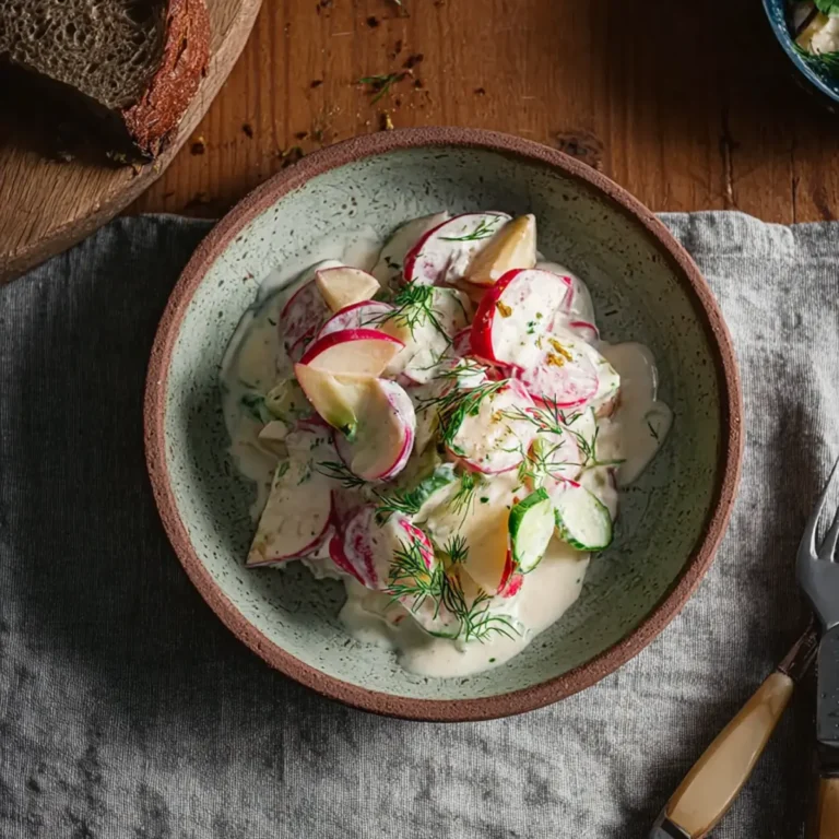 Radieschensalat mit Apfel, Joghurt und Gurke