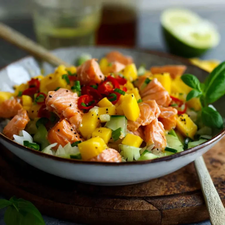 Reissalat mit Lachs und Mango