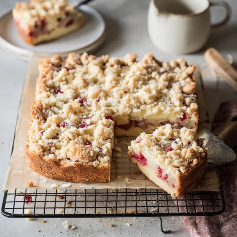 Rhabarber Pudding Streusel Schnitten