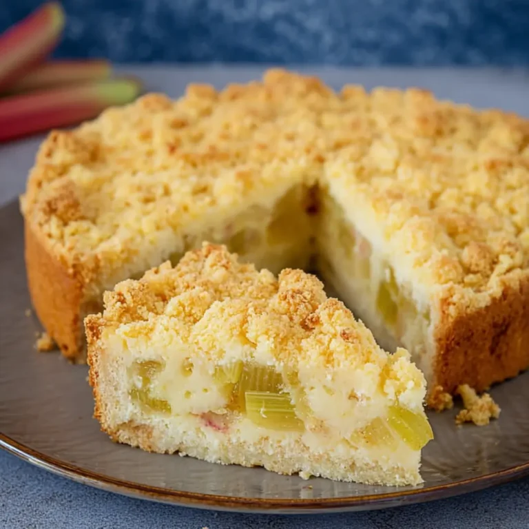 Rhabarber Pudding Streuselkuchen