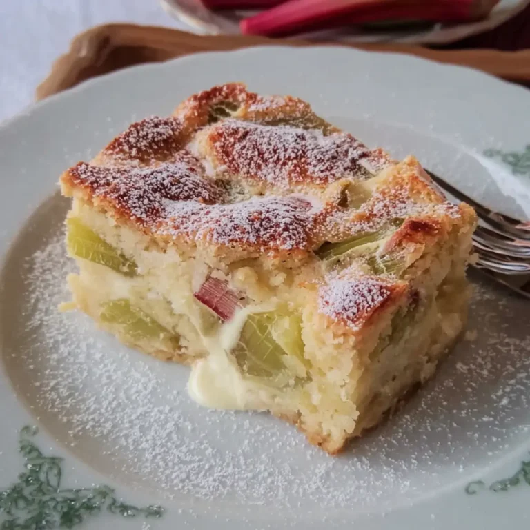 Rhabarberkuchen mit Crème fraiche Guss