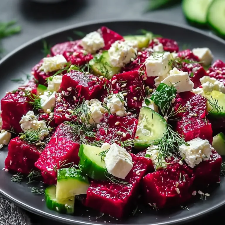 Rote Bete Feta Salat mit Gurke und Dill