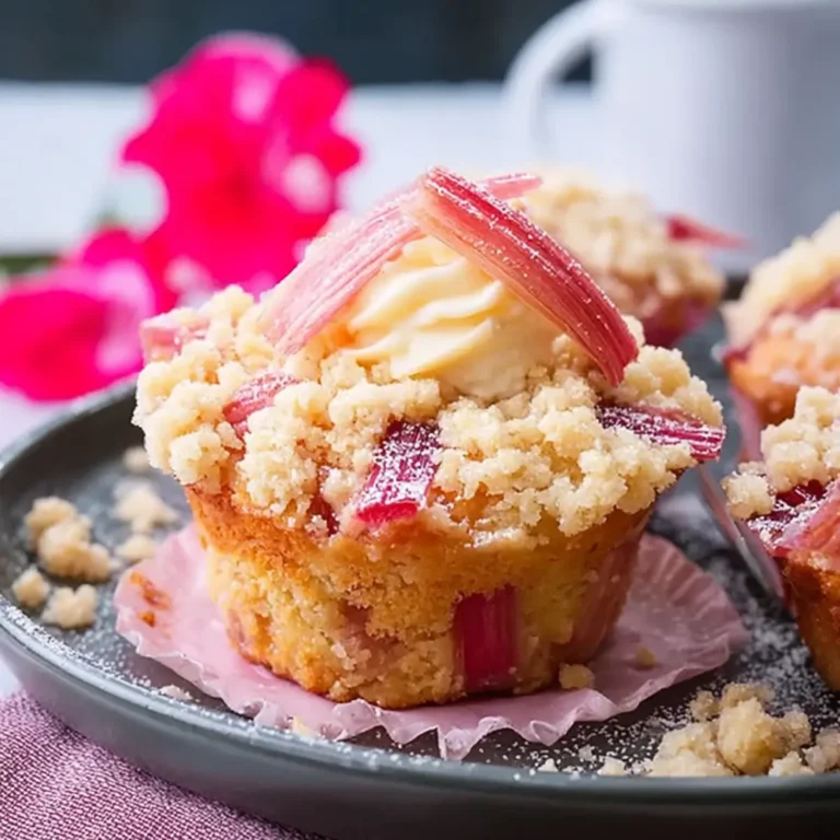 Schmand Rhabarber Muffins mit Streuseln