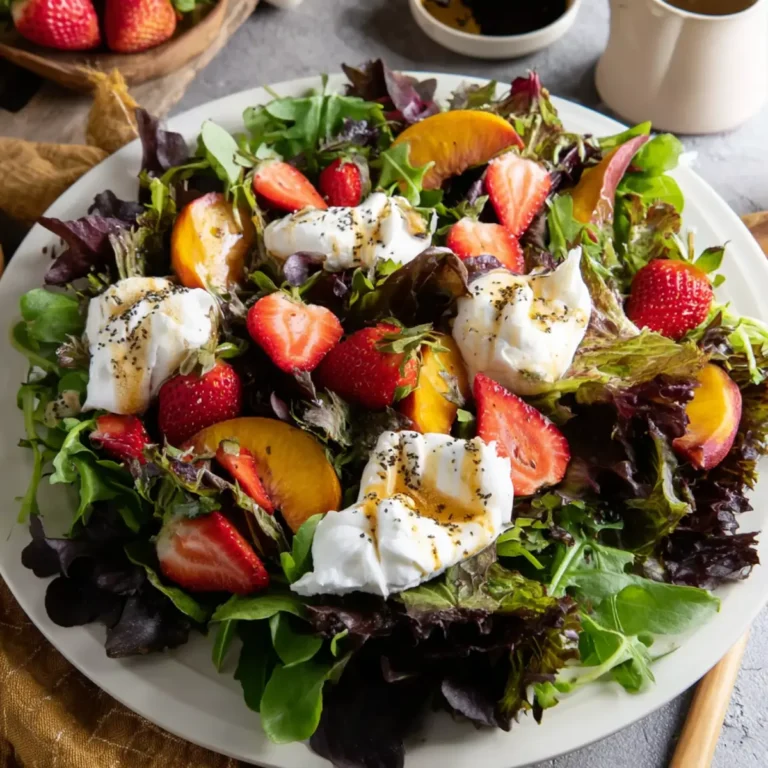 Sommersalat mit Erdbeeren, Nektarinen und Burrata