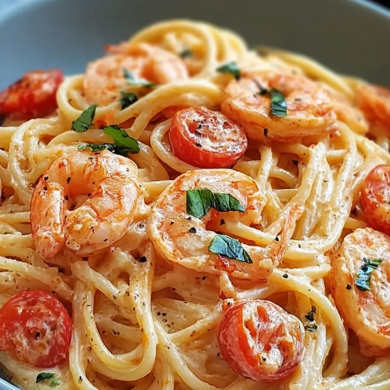 Spaghetti mit Garnelen in Frischkäsesauce