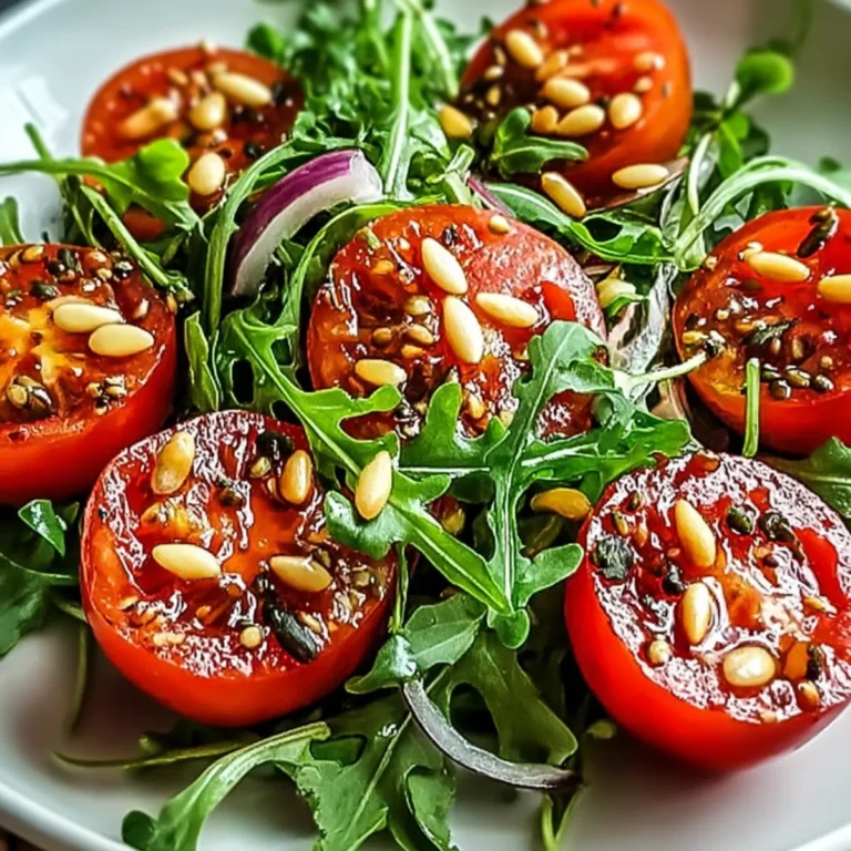 Tomaten Rucola Salat mit Pinienkernen