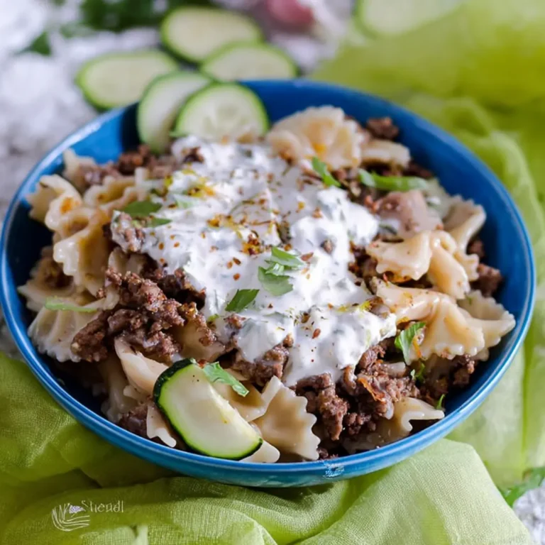 Türkische Pasta mit Joghurt Sauce und Hackfleisch