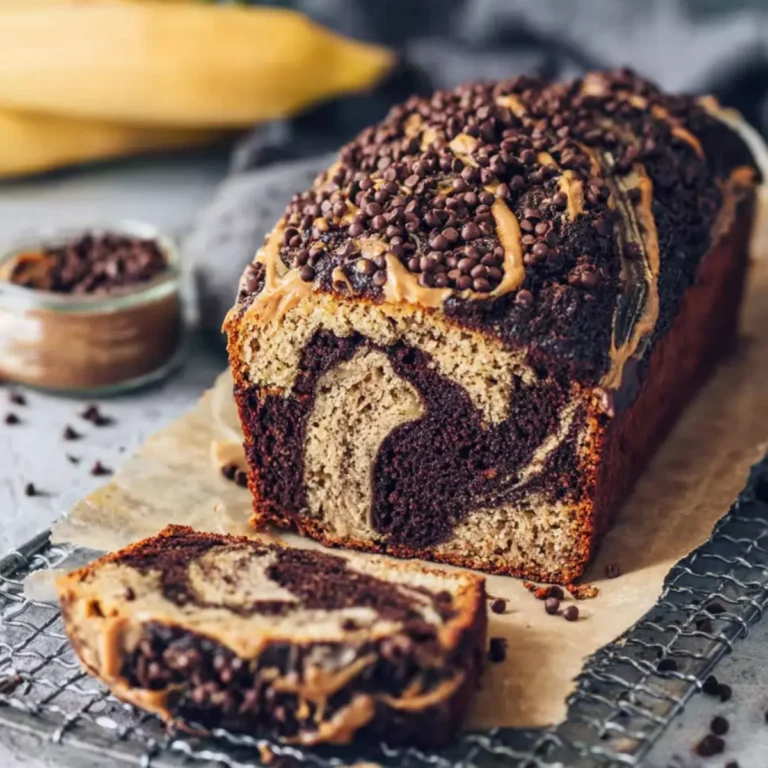 Veganes Marmor Bananenbrot mit Erdnussbutter