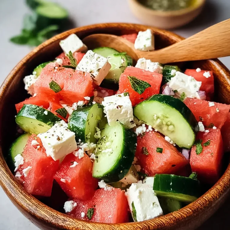Wassermelonen Feta Salat mit Gurke