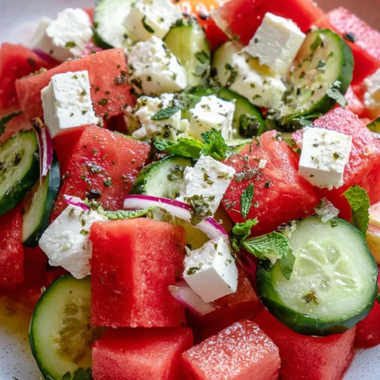 Wassermelonen Gurken Feta Salat