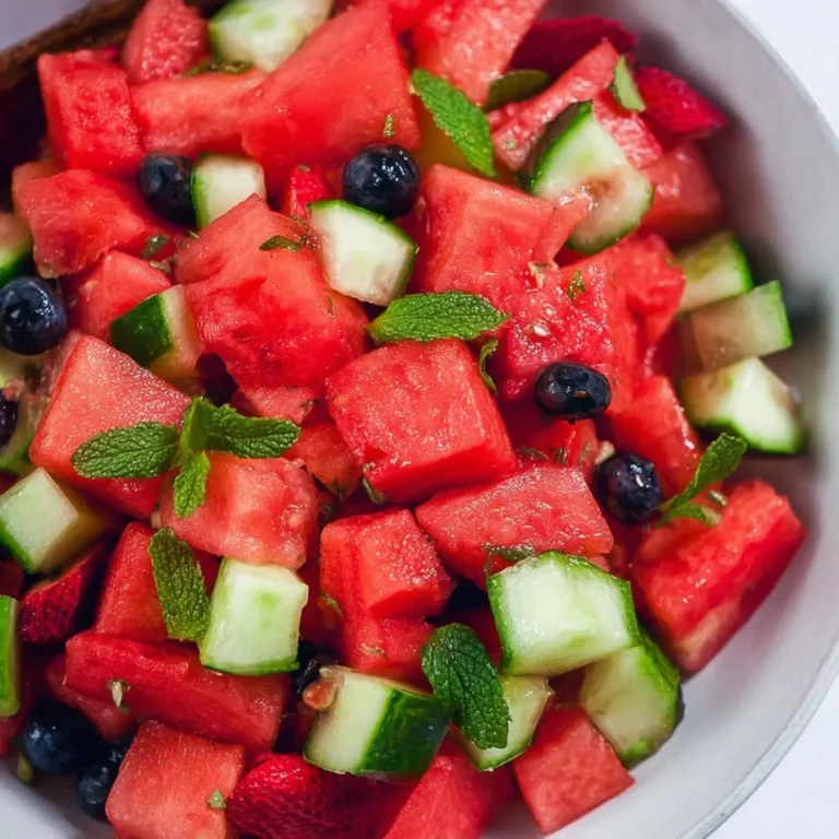 Wassermelonensalat mit Gurke und Minze
