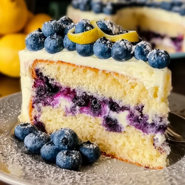 Zitronen Blaubeer Schichtkuchen