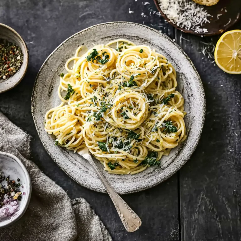 Zitronen Pasta mit Knoblauch und Parmesan