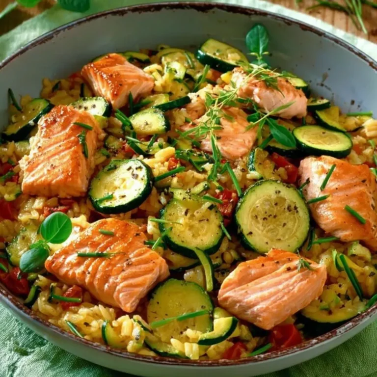 Zucchini Pfanne mit Lachs