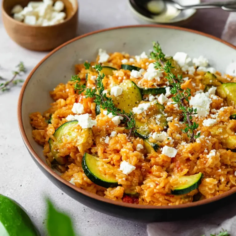 Zucchini Reis Pfanne mit Feta