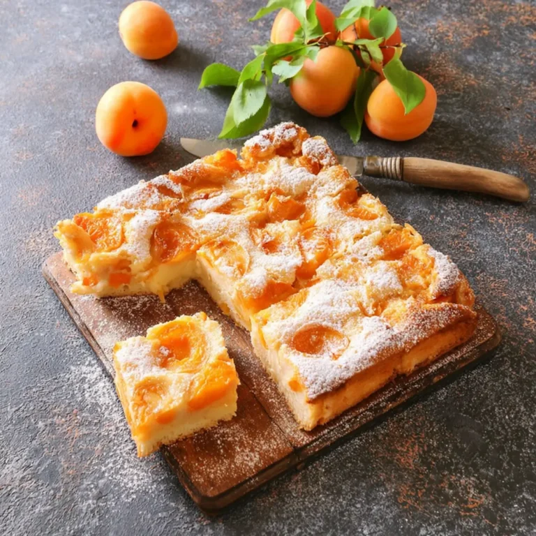 Aprikosenkuchen mit Mineralwasser