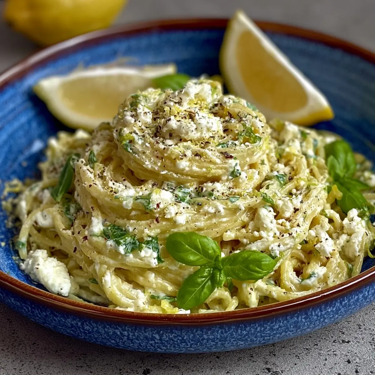 Cremige Zitrone Feta Pasta