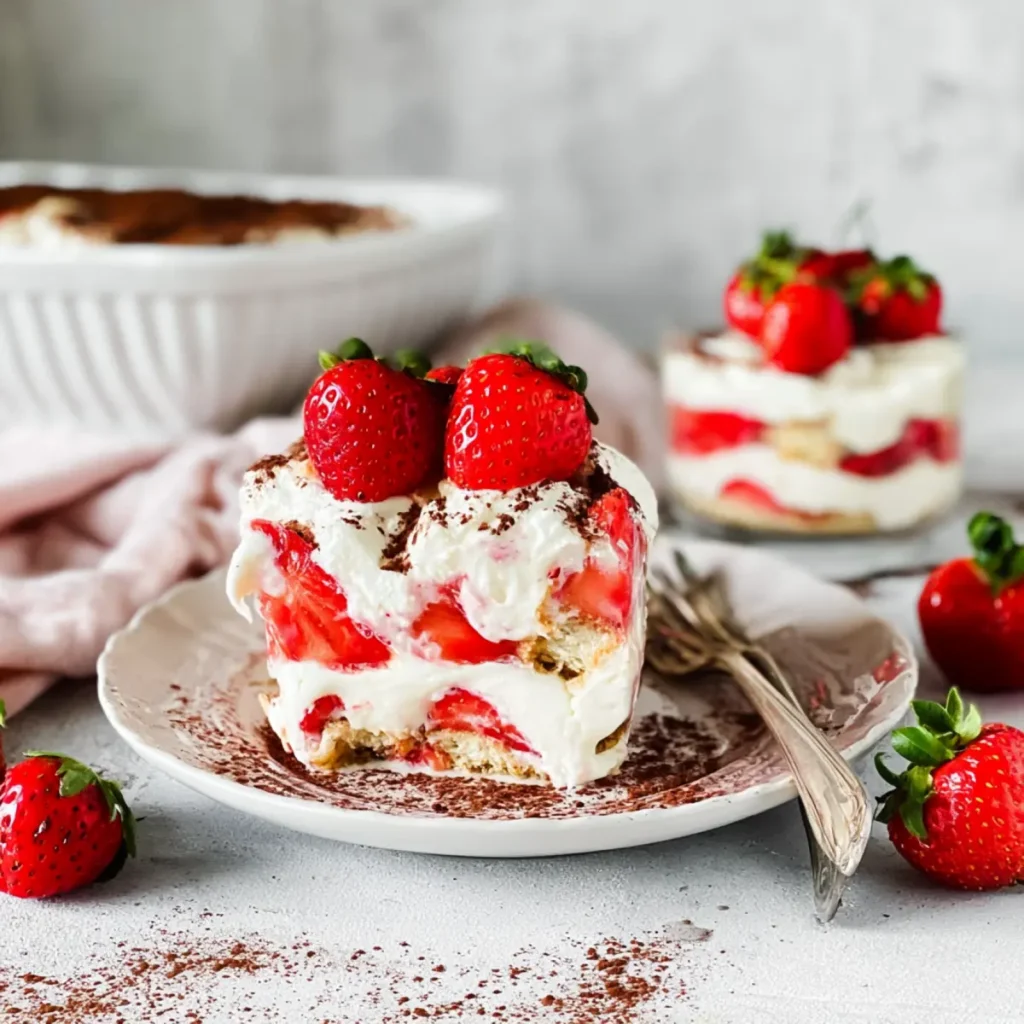 Erdbeer Tiramisu mit Mascarpone und Sahne