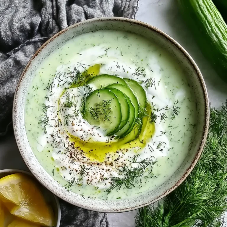Kaltes Gurkensuppen mit Joghurt und Dill