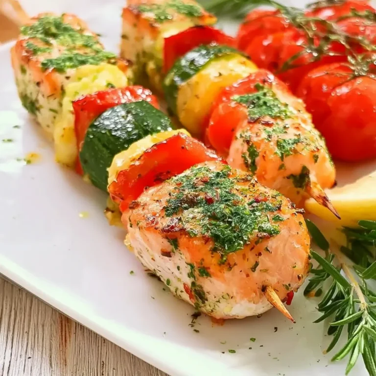 Lachs Spieße mit Gemüse
