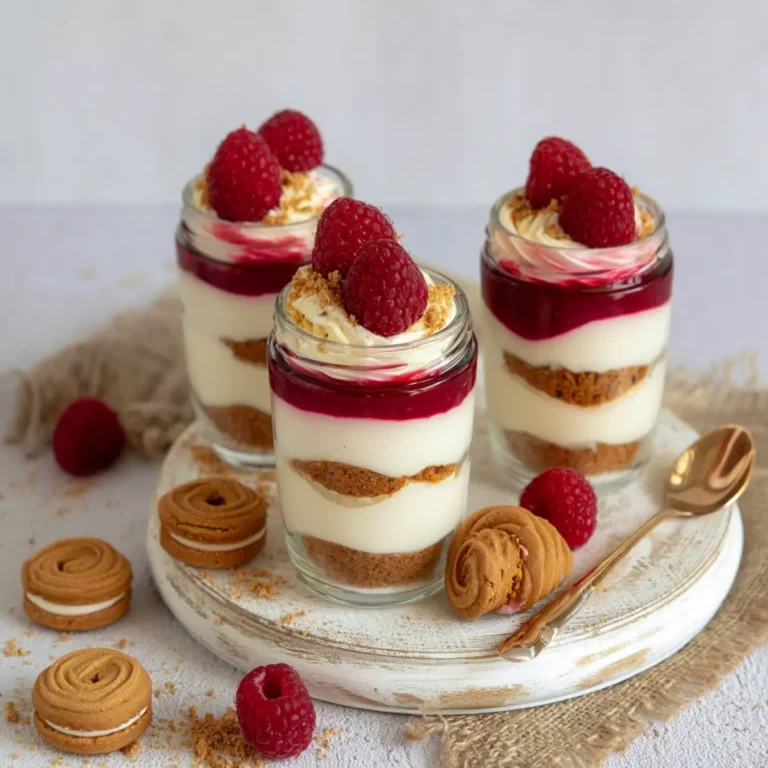 Lotus Dessert im Glas mit Himbeeren