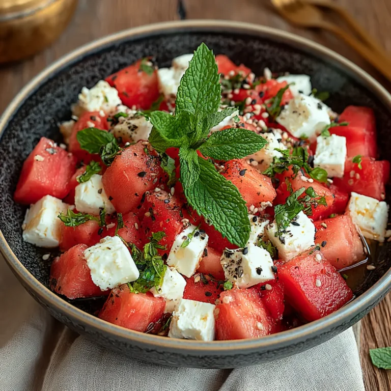 Melonensalat mit Feta, Minze und Chili Honig
