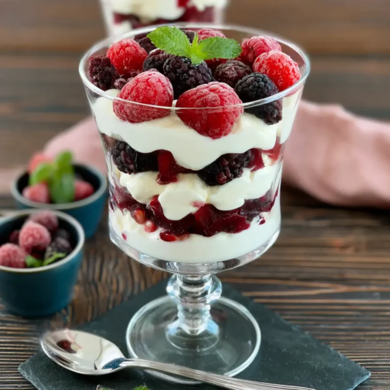 Nachtisch mit Mascarpone und gefrorenen Früchten