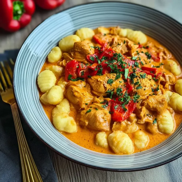 Paprika Sahne Hähnchen mit Gnocchi