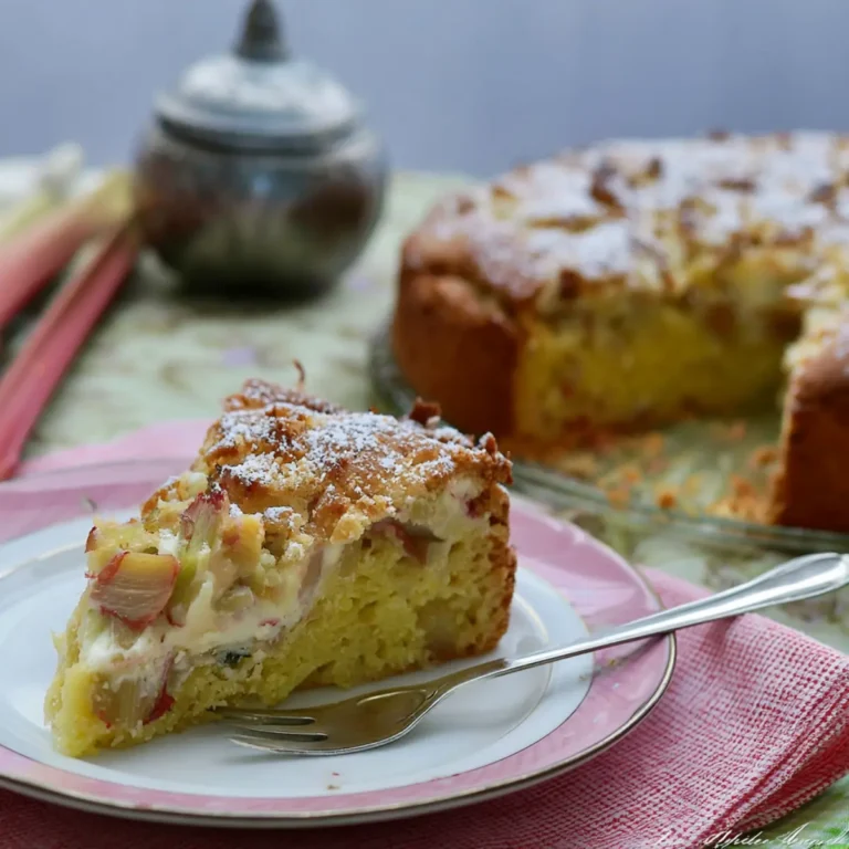 Rhabarberkuchen mit Schmand Creme