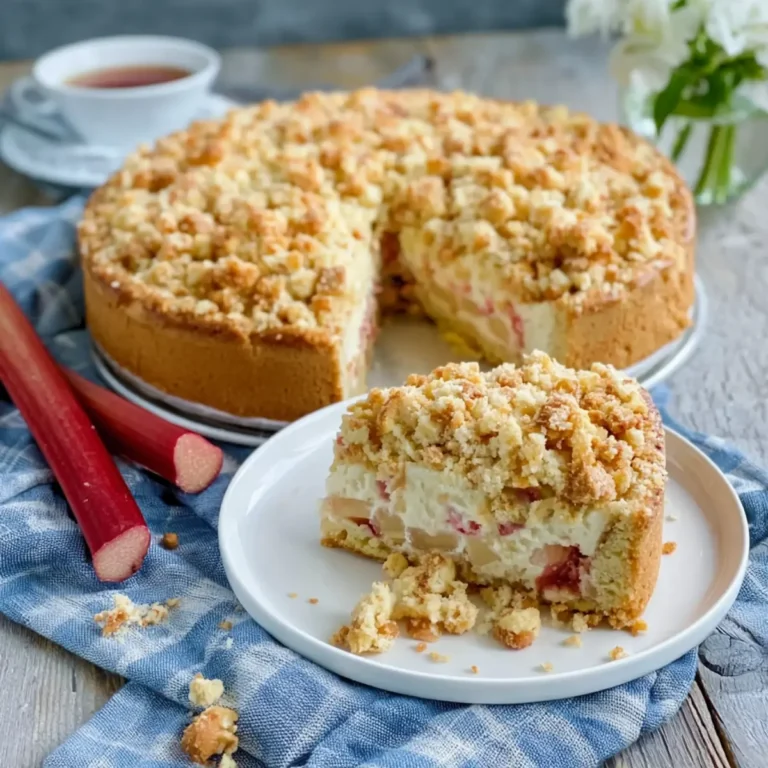 Rhabarberkuchen mit Schmand und Streuseln