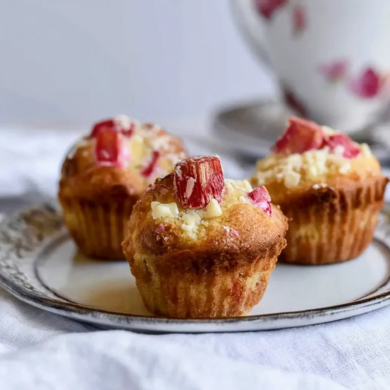 Rhabarbermuffins mit weißer Schokolade