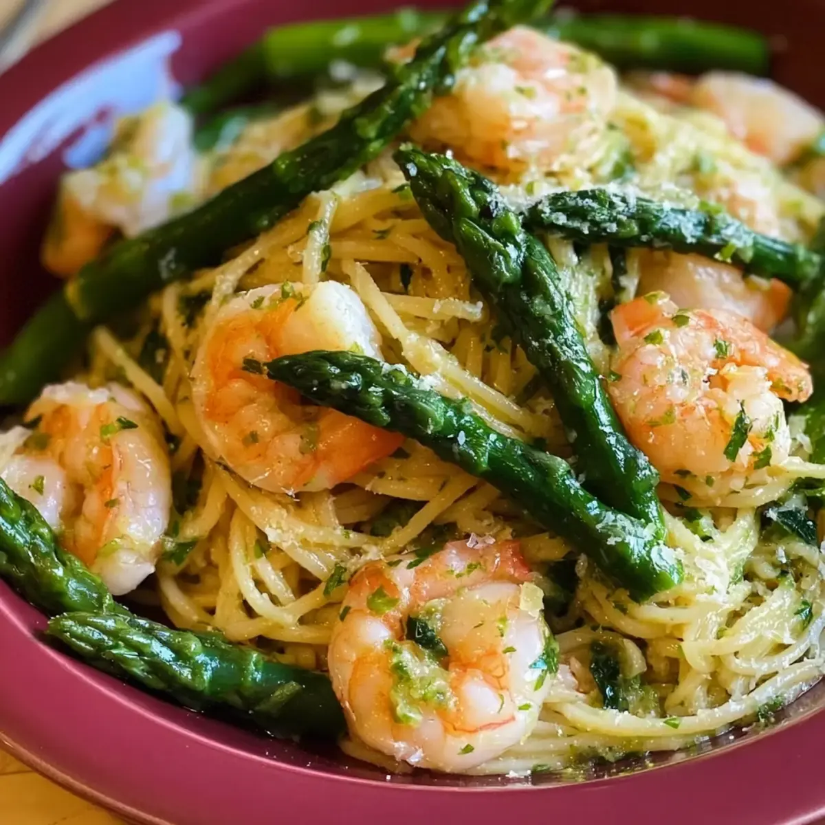 Scampi Pasta mit Spargel