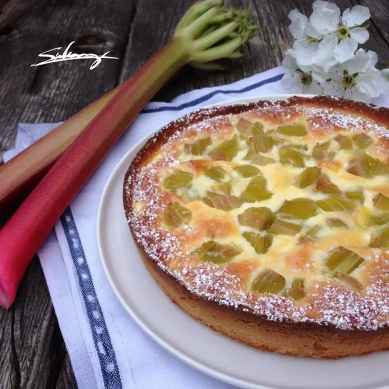 Schmandkuchen mit Rhabarber