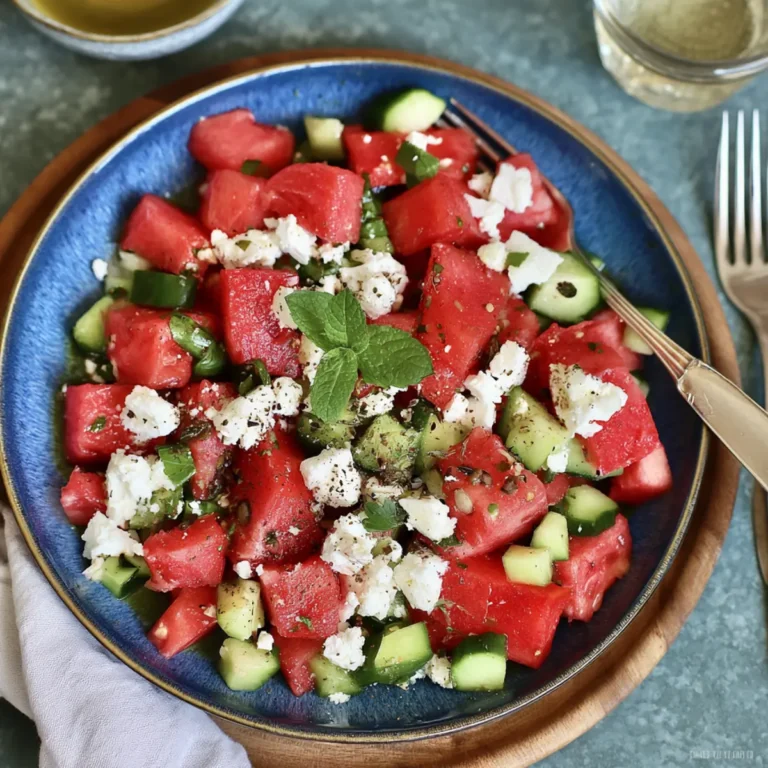 Sommersalat mit Wassermelone, Gurke & Feta