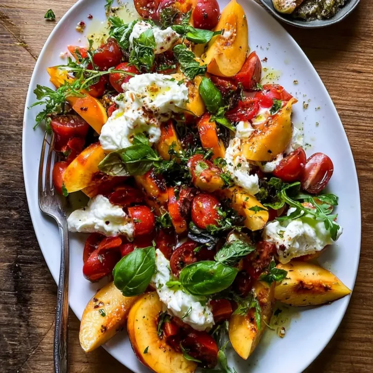Tomaten , Pfirsich und Burrata Salat