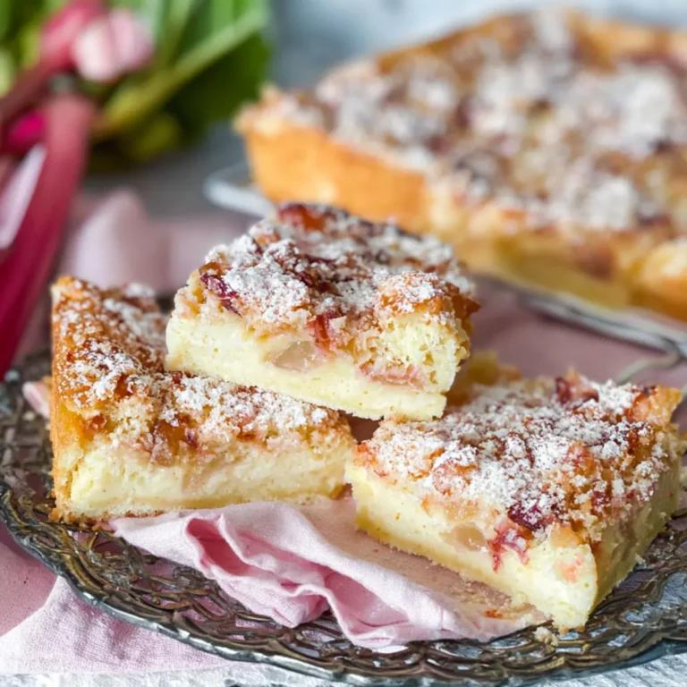 Zauberkuchen mit Pudding und Rhabarber