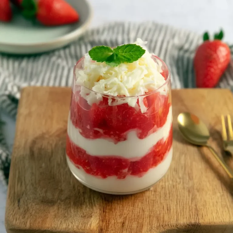 Dessert im Glas mit Erdbeeren