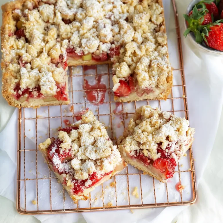 Erdbeer Rhabarber Streuselkuchen